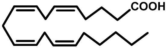 Формула арахидоновой кислоты - химического медиатора, участвующего в образовании перитуморозного отека вокруг менингиом